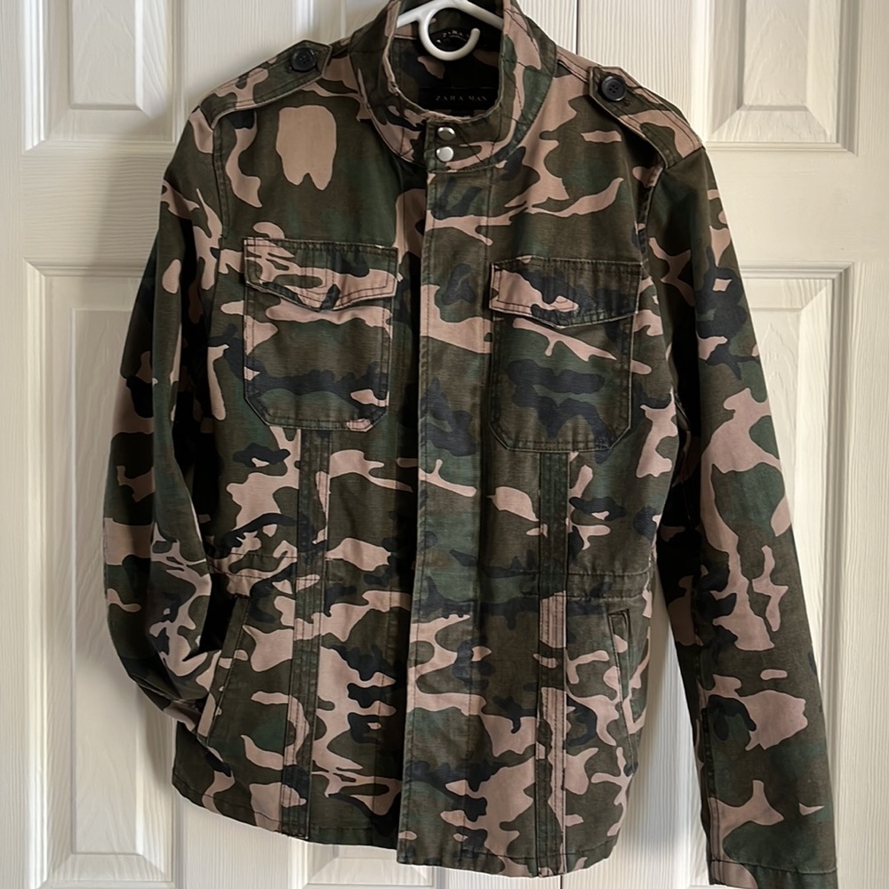 Zara Man Camouflage Field Jacket Size M